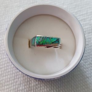 Opal and sterling silver ring